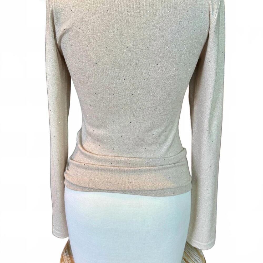 NEW MYSTREE women's ruched mock neck top in pearl - Picture 2 of 2
